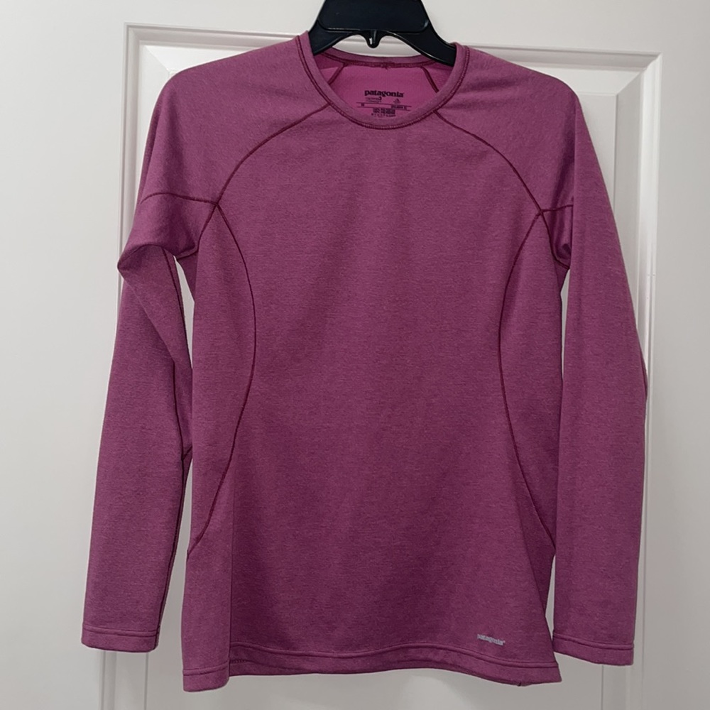 Patagonia Capilene 3 Tee raspberry pink purple base layer crew neck XS S
